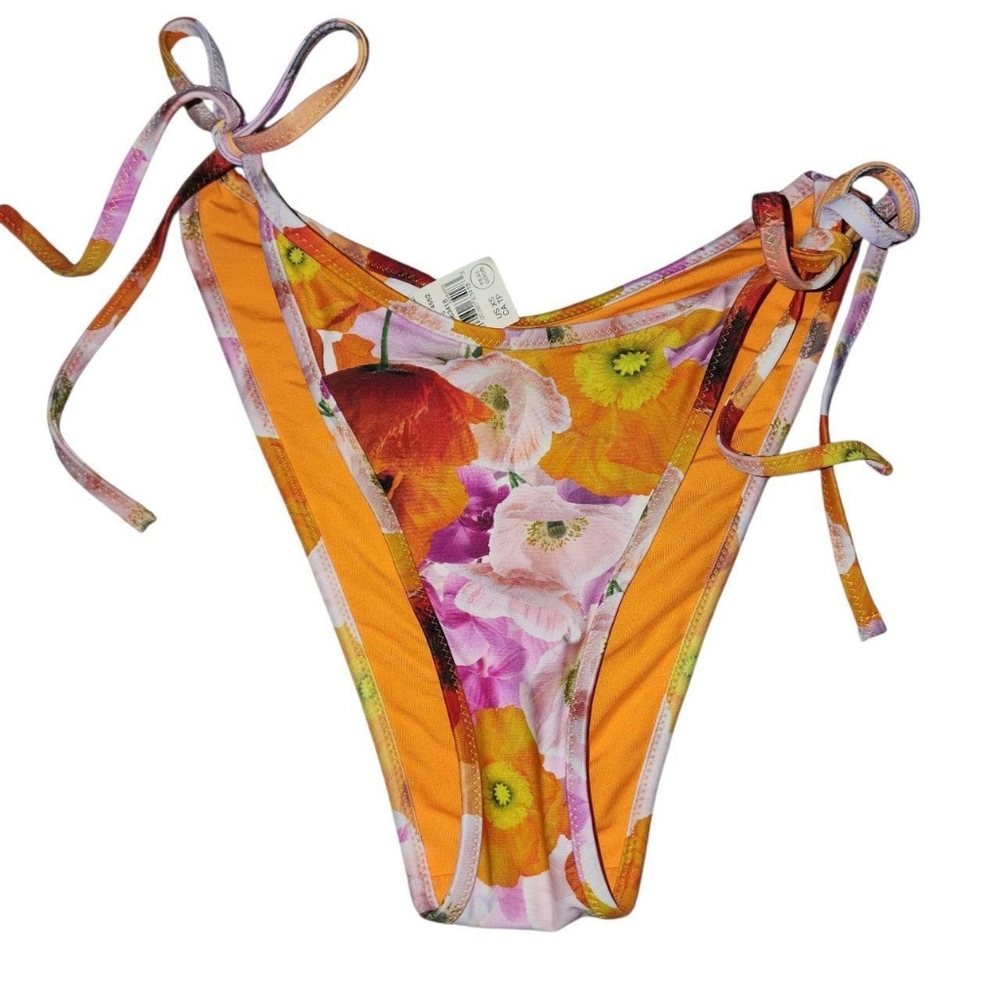 Aerie Floral Multi Tie Waist Vcut Cheekiest Bikini Bottom